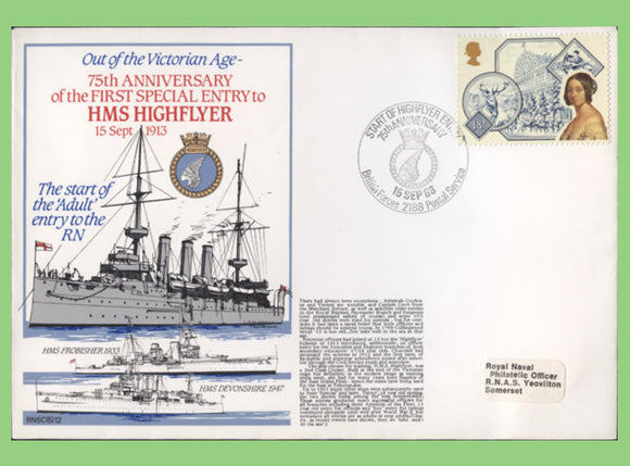G.B. 1988 75th Anniversary of The First Special Entry to HMS Highflyer, Royal Navy Cover