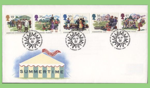 G.B. 1994 Summertime set on Royal Mail First Day Cover, Bureau