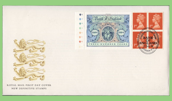 G.B. 1994 Bank of England booklet pane on Royal Mail First Day Cover, London EC2