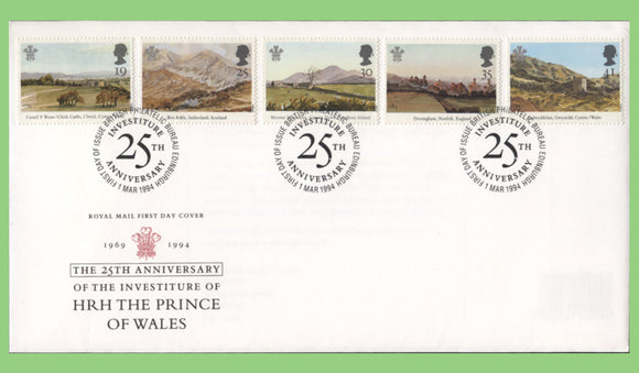 G.B. 1994 P.O.W. Investiture Anniversary set Royal Mail First Day Cover, Bureau