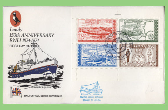 G.B. / Lundy 150th Anniversary of RNLI set official First Day Cover