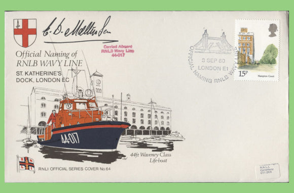 G.B. 1980 Naming of RNLB Wavy Line, signed official RNLI cover No 64
