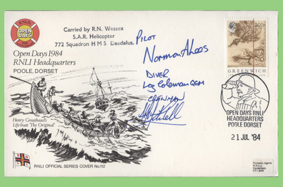 G.B. 1984 Open days RNLI Hq Poole Dorset, multi signed official RNLI cover No 112
