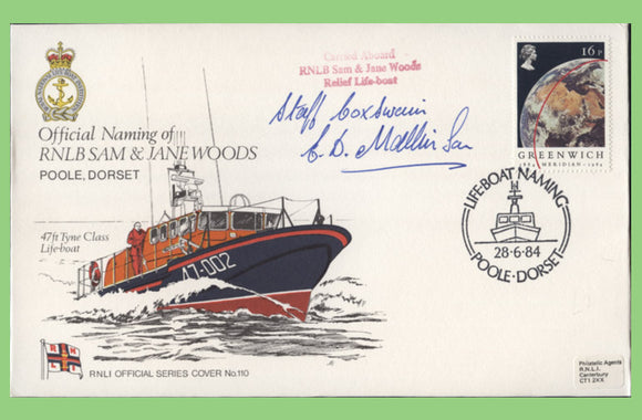 G.B. 1984 naming of RNLB Sam & Jane Woods, Withernsea, signed official RNLI cover No 110