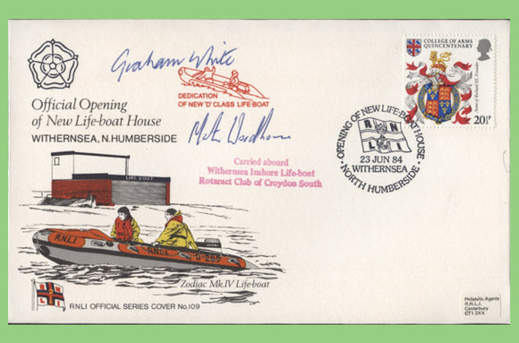 G.B. 1984 Opening of new Life-boat House, Withernsea, signed official RNLI cover No 109