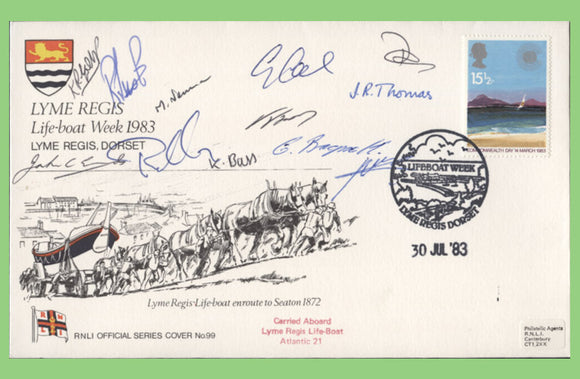 G.B. 1983 Lyme Regis Life-boat Week multi signed official RNLI cover No99