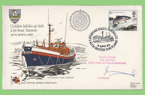 G.B. 1983 Golden Jubilee of Aith Life-boat Station signed official RNLI cover No 93