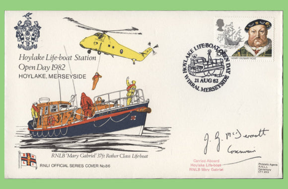 G.B. 1982 Hoylake Life-boat Station Open Day signed official RNLI cover No 86