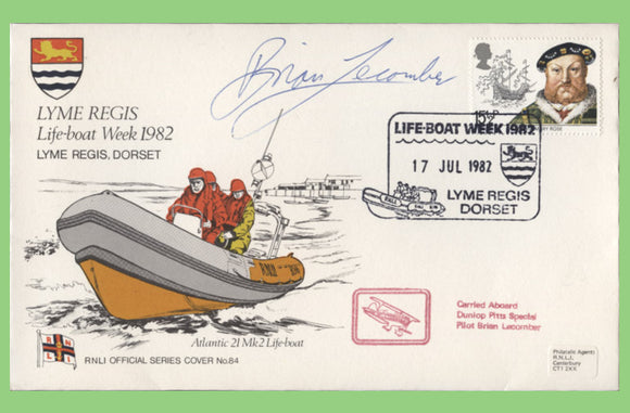 G.B. 1982 Lyme Regis, Life-boat Week, flown & signed official RNLI cover No 84