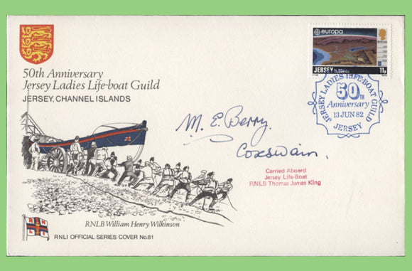 Jersey 1982 Jersey Ladies Life-boat Guild, signed official RNLI cover No 81