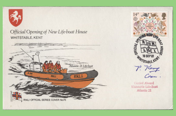 G.B. 1981 Opening of New Life-boat House, Whitstable Kent, official RNLI cover No 76