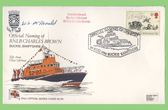 G.B. 1984 Naming of RNLB Charles Brown, signed official RNLI cover No 116