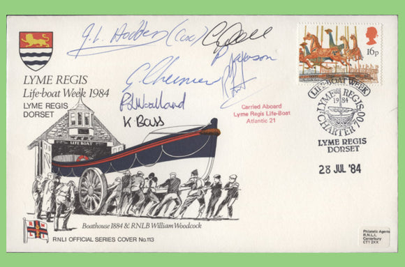 G.B. 1984 Lyme Regis Life-boat Week multi signed official RNLI cover No 113