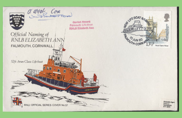 G.B. 1980 Naming of RNLB Elizabeth Ann, signed official RNLI cover No 57
