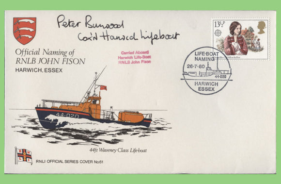G.B. 1980 Naming of RNLB John Fison, signed official RNLI cover No 61