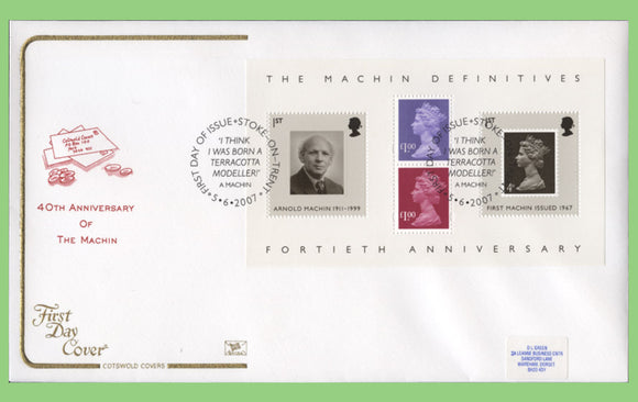 G.B. 2007 The Machin definitive M/S on Cotswold First Day Cover, Stoke on Trent