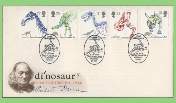G.B. 1991 Dinosaurs set on Royal Mail u/a First Day Cover, Oxford