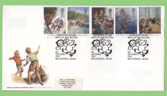 G.B. 1997 Enid Blyton set on Royal Mail First Day Cover, Beaconsfield, Bucks. (Label)