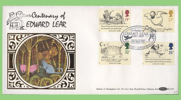 G.B. 1988 Edward Lear set on Benham First Day Cover, Holloway, London