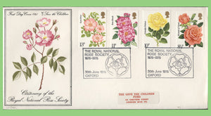 G.B. 1976 Roses set on Save The Children First Day Cover, National Rose Society, Oxford