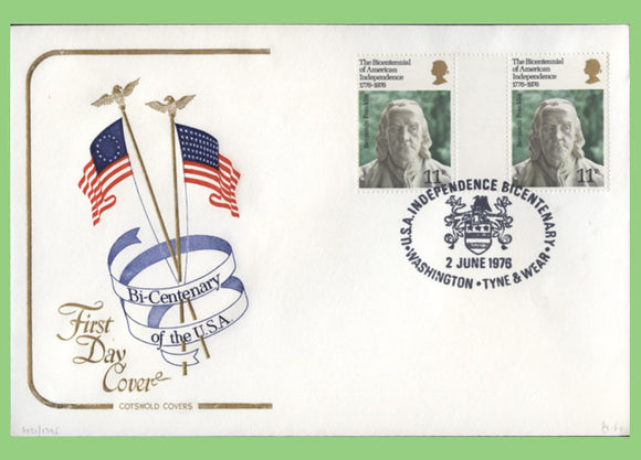 G.B. 1976 American Bicentennial G/P on Cotswold First Day Cover, Washington