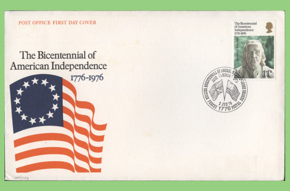 G.B. 1976 American Bicentennial on Post Office First Day Cover, BFPS 1776