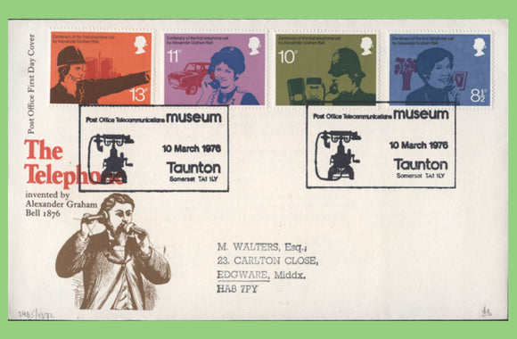 G.B. 1976 Telephone set on Post Office First Day Cover, Taunton
