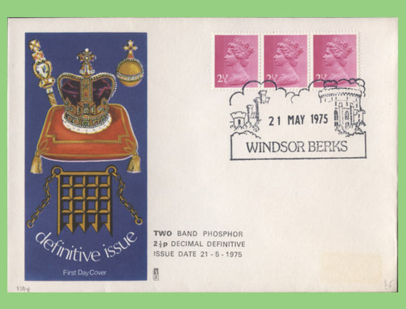 G.B. 1975 2½p two band phosphor on Philart First Day Cover, Windsor