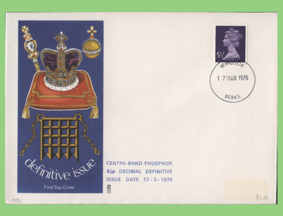 G.B. 1975 5½p one band phosphor on Philart First Day Cover, Windsor