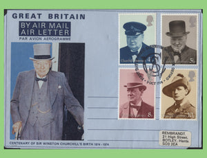 G.B. 1974 Churchill Air Letter with set & Blenheim First Day Cancel