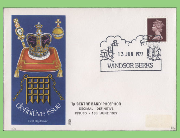 G.B. 1977 7p Centre Band phosphor on Philart First Day Cover, Windsor
