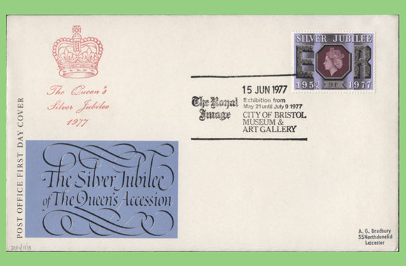 G.B. 1977 Silver Jubilee 9p on Post Office First Day Cover, The Royal Image, Bristol