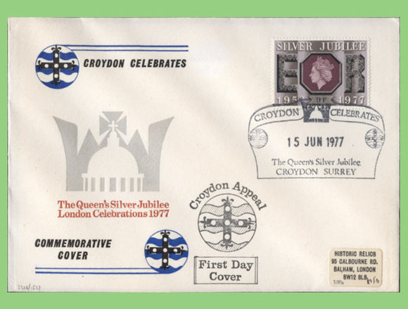 G.B. 1977 Silver Jubilee 9p on official Croydon First Day Cover, Croydon