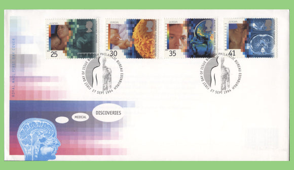 G.B. 1994 Medical Discoveries set on Royal Mail First Day Cover, Bureau