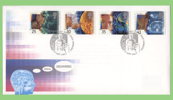 G.B. 1994 Medical Discoveries set on Royal Mail First Day Cover, Cambridge