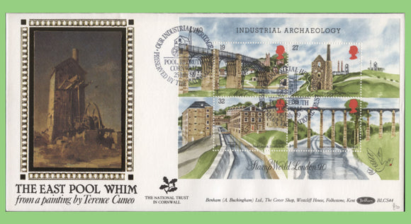 G.B. 1989 Industrial Archeology M/S on Benham First Day Cover, Redruth, Cornwall