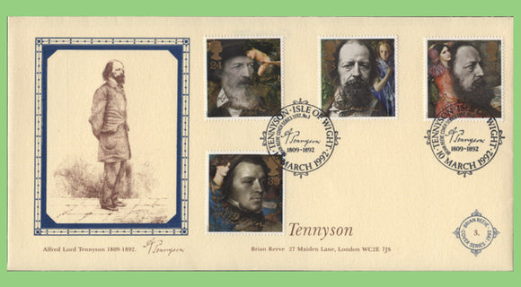 G.B. 1992 Tennyson set on official Brian Reeve First Day Cover, Isle of Wight