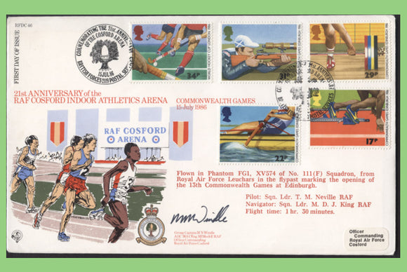 G.B. 1986 Commonwealth Games set on RAF Flown & signed First Day Cover, BFPS 2119