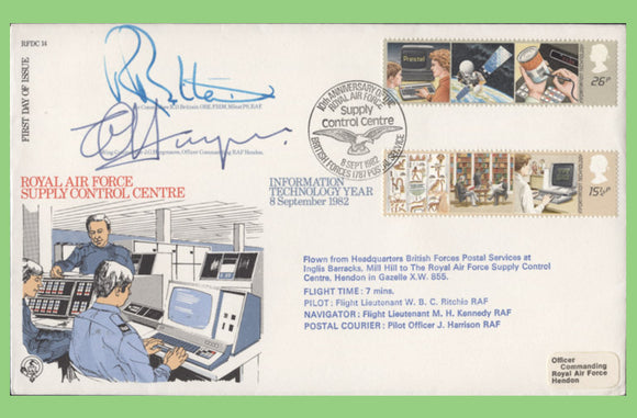 G.B. 1982 Information Technology set on RAF Flown & signed First Day Cover, BFPS 1787