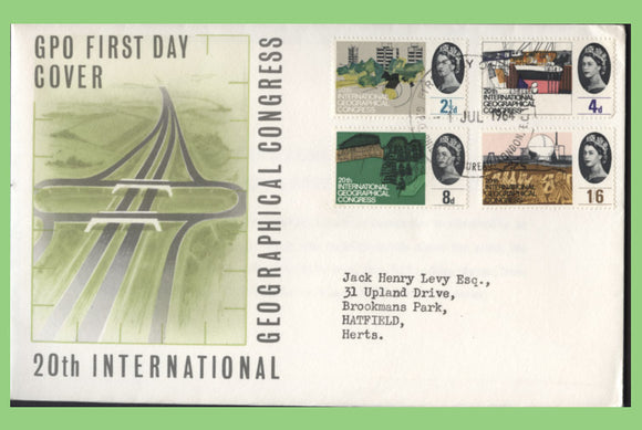 G.B. 1964 Int. Geographical Congress set neat GPO First Day Cover, Bureau