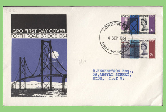 G.B. 1964 Forth Road Bridge phosphor set on GPO First Day Cover, London EC