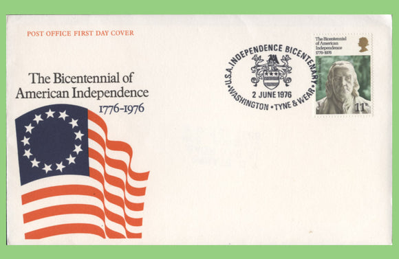 G.B. 1976 USA Bicentenary u/a Post Office First Day Cover, Washington