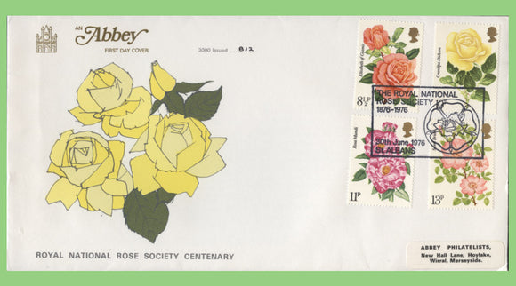 G.B. 1976 Roses set Havering First Day Cover, Royal National Rose Soc, St Albans