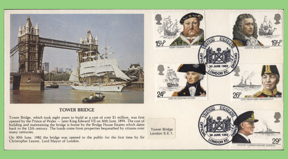 G.B. 1982 Maritime Heritage set on Tower of London Commemorative Cover