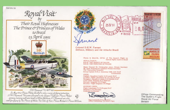 Brazil 1991 RAF Royal Visit flown & signed cover, RAF(RV)19