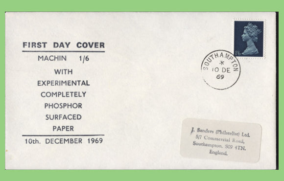 G.B. 1969 1/6 Machin definitive (Phosphor Paper) on First Day Cover, Southampton