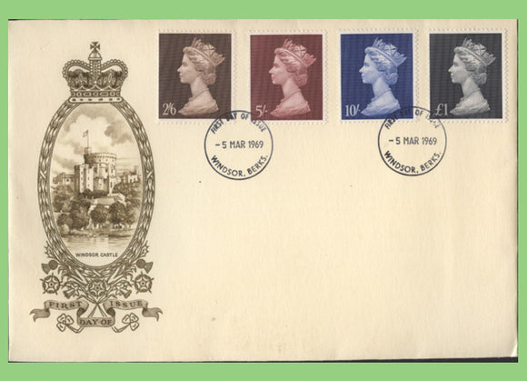 G.B. 1969 High Value definitives on u/a Philart First Day Cover, Windsor