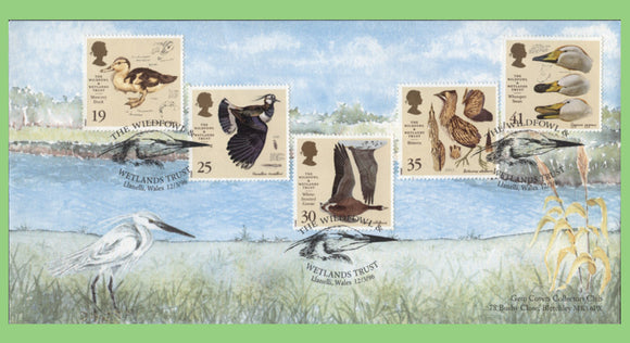 G.B. 1996 Wildfowl & Wetlands Trust set on 'Gem Covers' First Day Cover, Llanelli Wales
