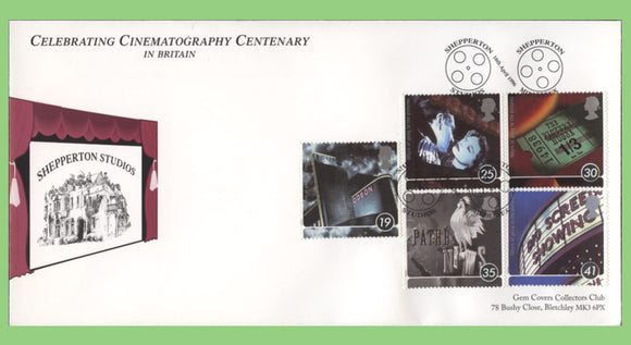 G.B. 1996 100 Years of Cinema set on 'Gem Covers' First Day Cover, Shepperton