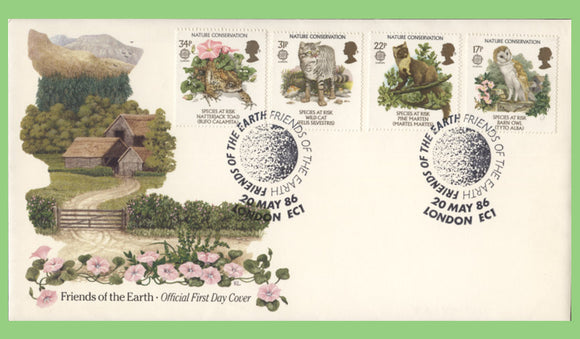G.B. 1986 Nature Conservation set on Friends of The Earth First Day Cover, London EC1